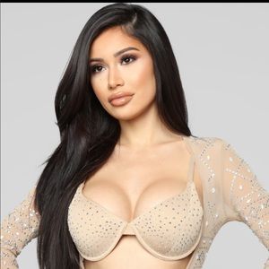Nude Rhinestone Bra